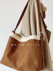 Autumn Winter Retro Plush Shoulder Bag for Women