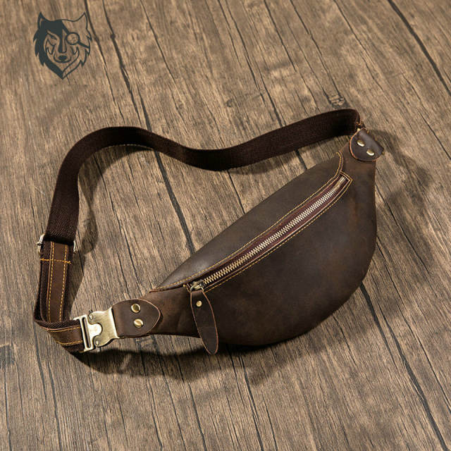 Men's Bags Genuine Leather Chest Bags Casual Crossbody Bags,