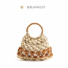 Beaded Hollow Woven Handbag Summer Vacation Style Retro Handbag