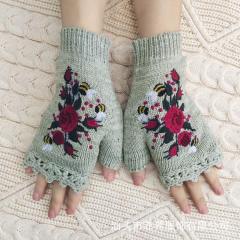 INS Autumn and Winter Embroidered Women's Warm Gloves