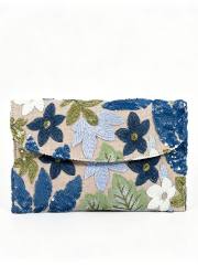 Women's clutch Bag with Sequin Embroidery Straw Clutch