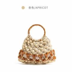 Beaded Hollow Woven Handbag Summer Vacation Style Retro Handbag