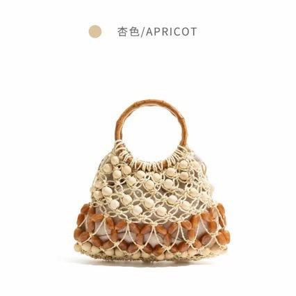 Beaded Hollow Woven Handbag Summer Vacation Style Retro Handbag