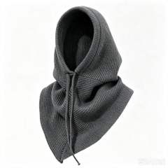 Solid color knitted neck warmer pullover cap hooded hat