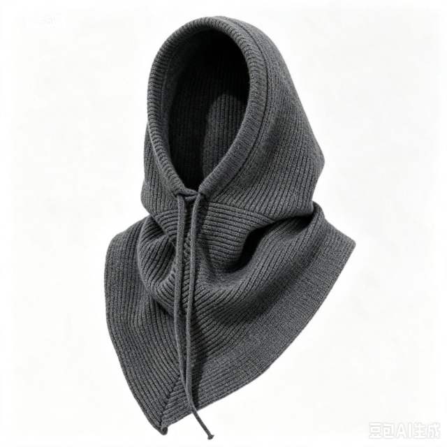 Solid color knitted neck warmer pullover cap hooded hat