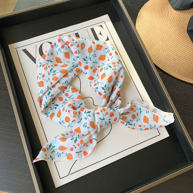 Korean Style Women's Floral Fresh Small Square Scarf