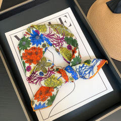Korean Style Women's Floral Fresh Small Square Scarf