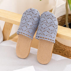 New All-Season Lace-Up Indoor Linen Women's Slippers