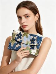 Women's clutch Bag with Sequin Embroidery Straw Clutch