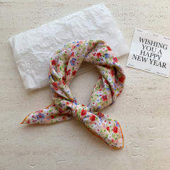 Korean Style Women's Floral Fresh Small Square Scarf