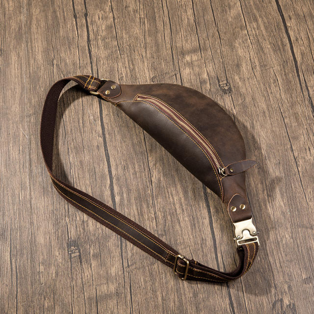 Men's Bags Genuine Leather Chest Bags Casual Crossbody Bags,