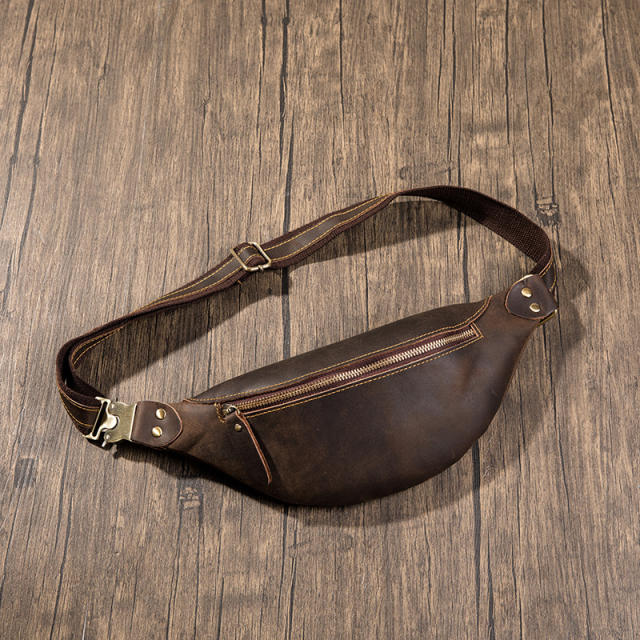 Men's Bags Genuine Leather Chest Bags Casual Crossbody Bags,