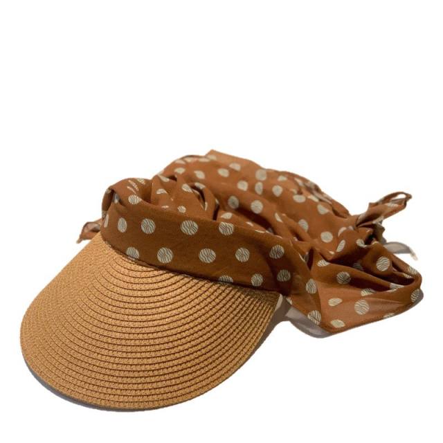 Straw Visor Hat for Women Summer Travel Large Brim Uv Protection Sun Hat