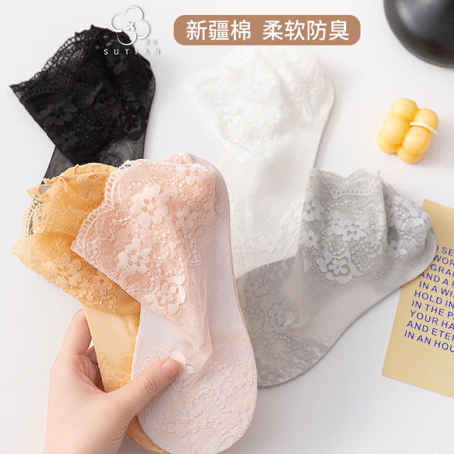 Lace Socks Women's Socks Summer Thin Short Spring Fall Cotton Bottom Sweat Socks