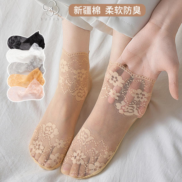 Lace Socks Women's Socks Summer Thin Short Spring Fall Cotton Bottom Sweat Socks