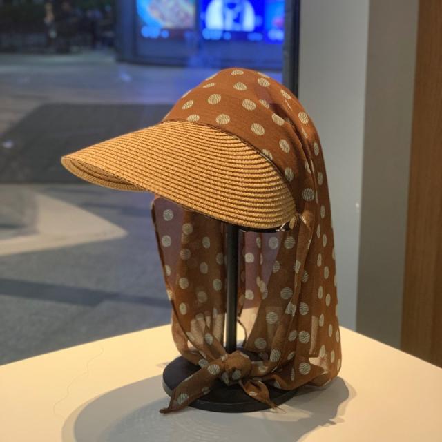 Straw Visor Hat for Women Summer Travel Large Brim Uv Protection Sun Hat