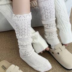 Autumn Style Embossed Hollow-Out Calf-Length Cotton Socks