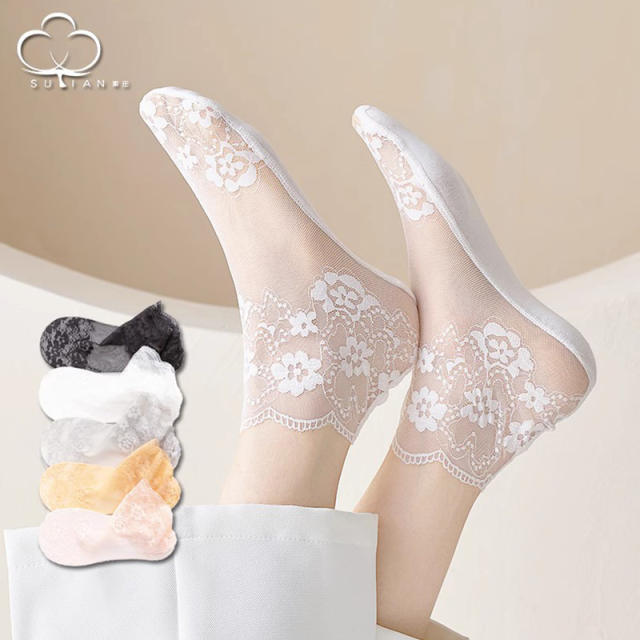Lace Socks Women's Socks Summer Thin Short Spring Fall Cotton Bottom Sweat Socks