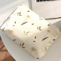 Leaf and Flower Pattern Comfortable and Soft Corduroy Zipper Storage Bag