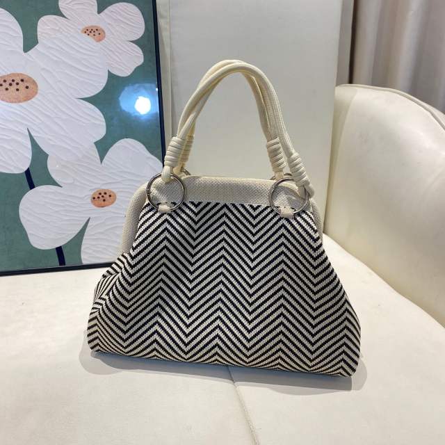Casual colorful pattern knitted handbag for women spring summer bag
