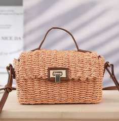 French Vintage Handmade Woven Crossbody Bag Travel Holiday Small Square Bag
