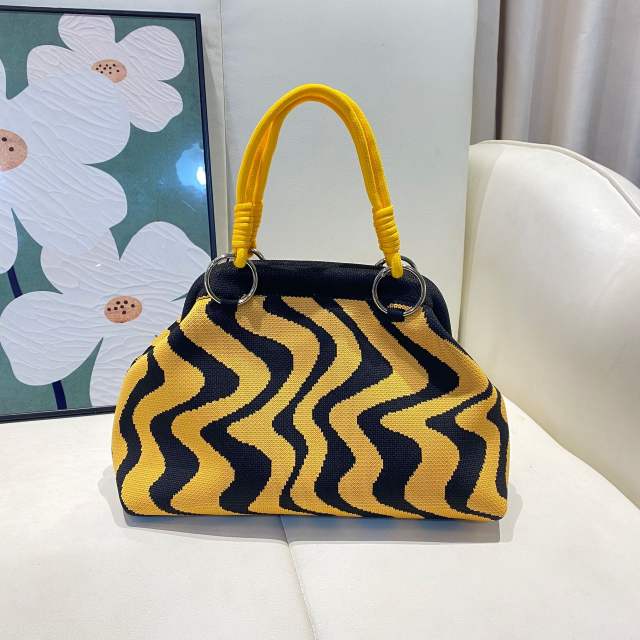 Casual colorful pattern knitted handbag for women spring summer bag