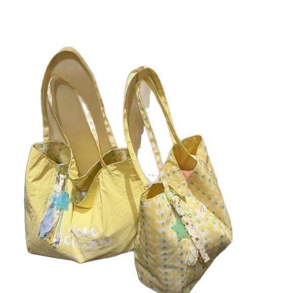 Korean fashion double side nylon colorful tote bag large capacity bag for women