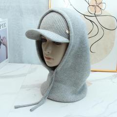 2pcs set beanie cap and hooded hat Neck Warmer Combo Versatile Thickened Hat set
