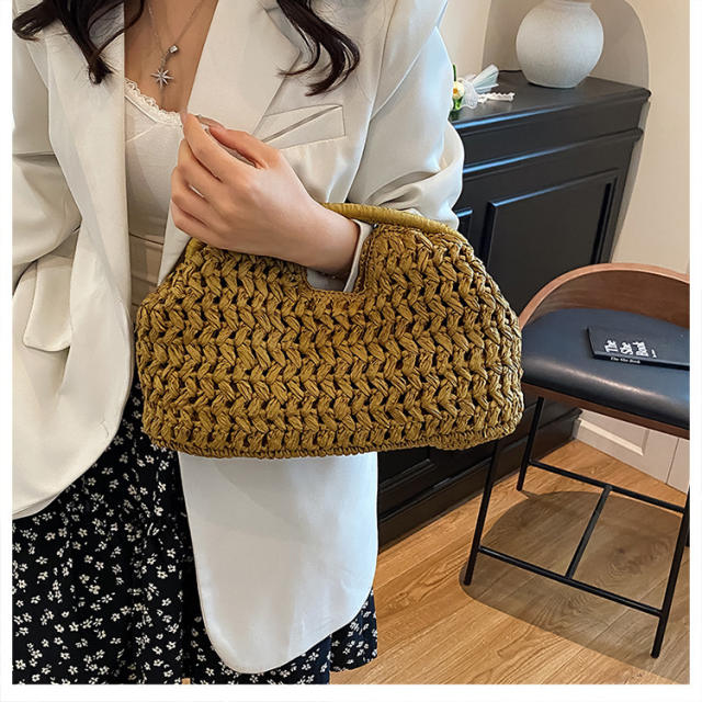 Hand-Woven Handbag for Women Summer New Style High-Quality Stylish Beach Vacation Handbag
