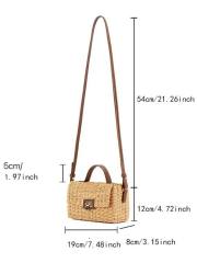 French Vintage Handmade Woven Crossbody Bag Travel Holiday Small Square Bag