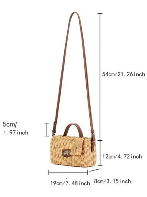 French Vintage Handmade Woven Crossbody Bag Travel Holiday Small Square Bag