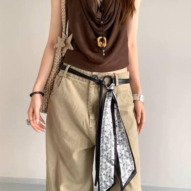 Retro American Silk Scarf Belt for Women