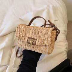 French Vintage Handmade Woven Crossbody Bag Travel Holiday Small Square Bag