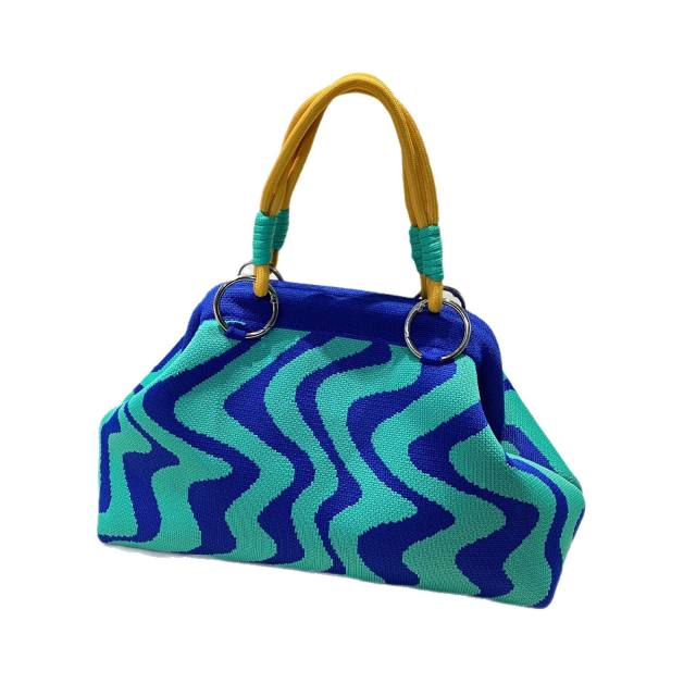 Casual colorful pattern knitted handbag for women spring summer bag