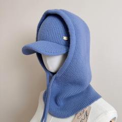 2pcs set beanie cap and hooded hat Neck Warmer Combo Versatile Thickened Hat set