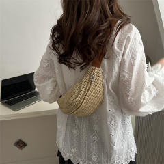Summer Woven Mini Waist Bag Women's Fashion Crossbody Shoulder Chest Bag Straw Bag