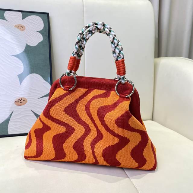 Casual colorful pattern knitted handbag for women spring summer bag