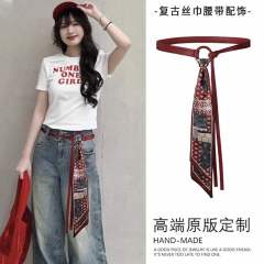 Retro American Silk Scarf Belt for Women