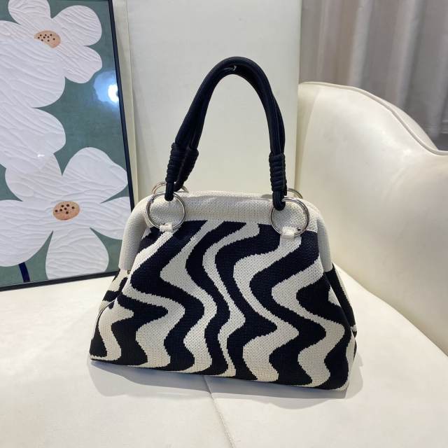 Casual colorful pattern knitted handbag for women spring summer bag