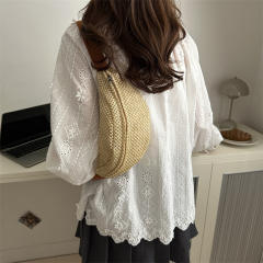 Summer Woven Mini Waist Bag Women's Fashion Crossbody Shoulder Chest Bag Straw Bag