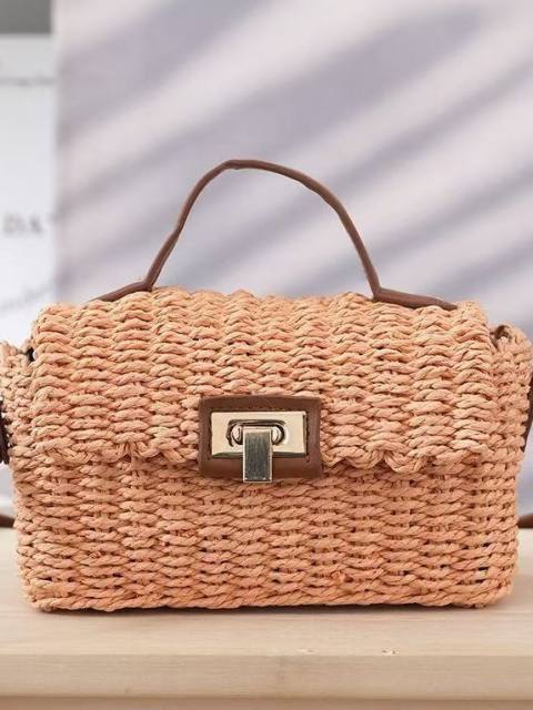 French Vintage Handmade Woven Crossbody Bag Travel Holiday Small Square Bag