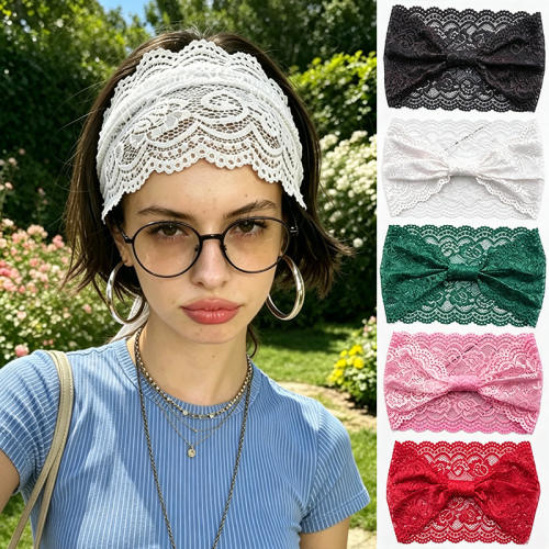 Spring and Summer Retro Lace Hollow-Out Lace Headband Wide-Brimmed Headband