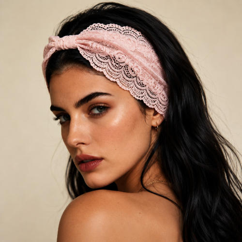 Retro Lace Hollow-Out Lace Headband with Wide Elastic Edge