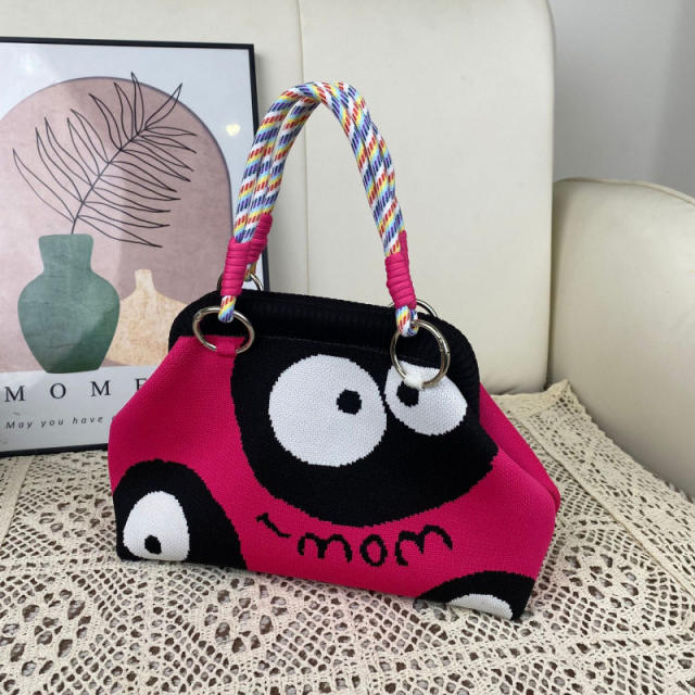 Casual colorful pattern knitted handbag for women spring summer bag
