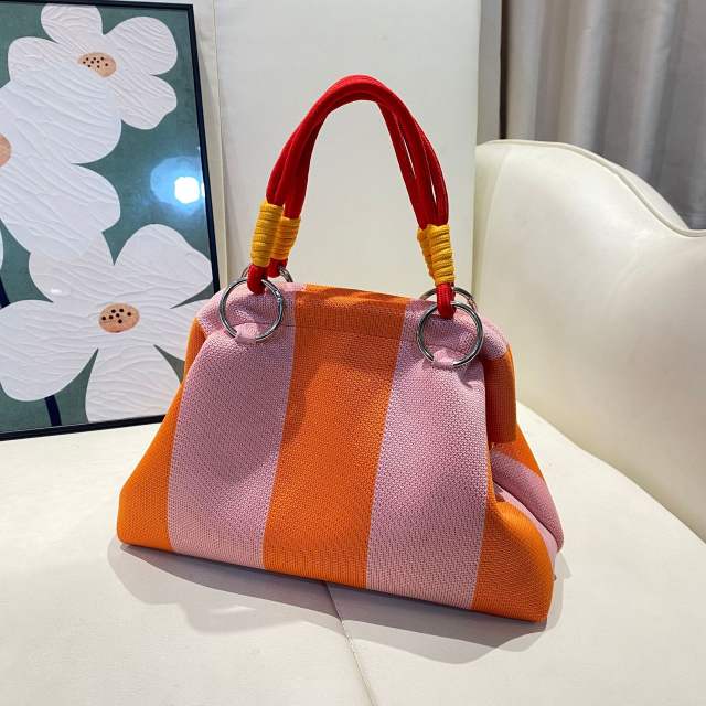 Casual colorful pattern knitted handbag for women spring summer bag