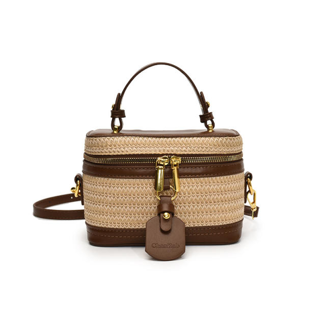 Woven design cute Box Bag Elegant Flap-Style Summer Straw Bag