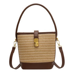 2026 New Handbag Straw Woven Bag Women's Bucket Bag