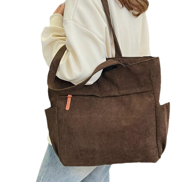 Retro Shoulder Bag Autumn and Winter New Corduroy Handbag Large Capacity Bag