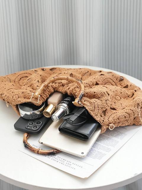 2026 New Summer Bamboo Hollow-Out Exquisite Woven Handbag Crossbody Bag