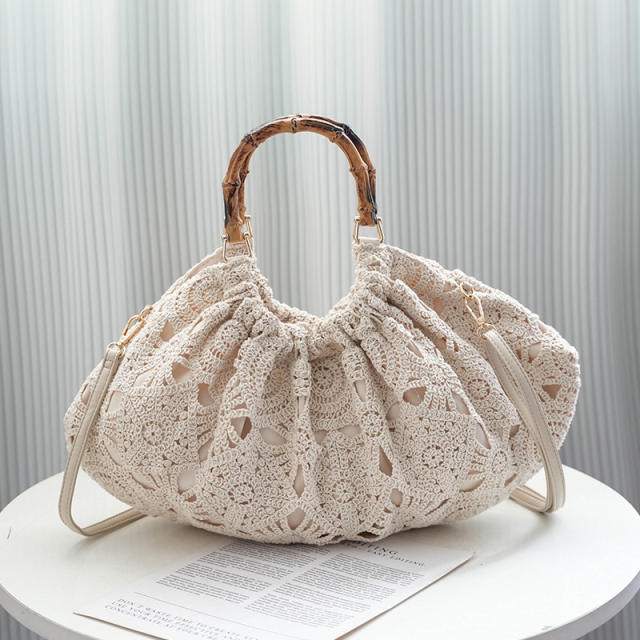 2026 New Summer Bamboo Hollow-Out Exquisite Woven Handbag Crossbody Bag